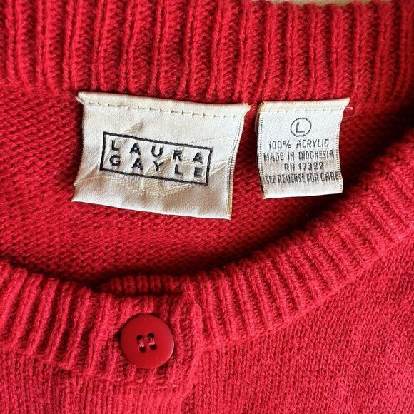 Laura Gayle sweater cardigan womens cozy red button long sleeve size L. - Picture 2 of 7